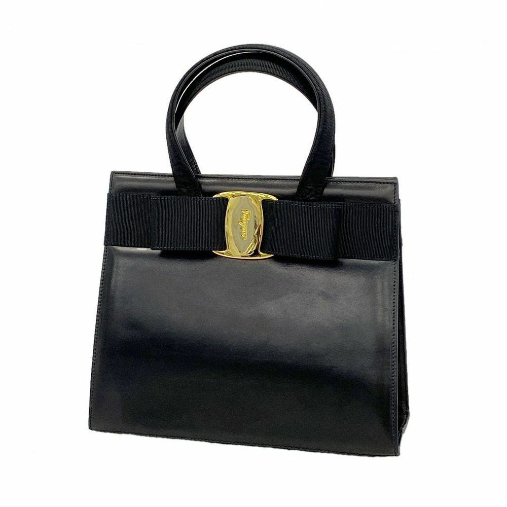 Salvatore Ferragamo Vara Leather Handbag Black